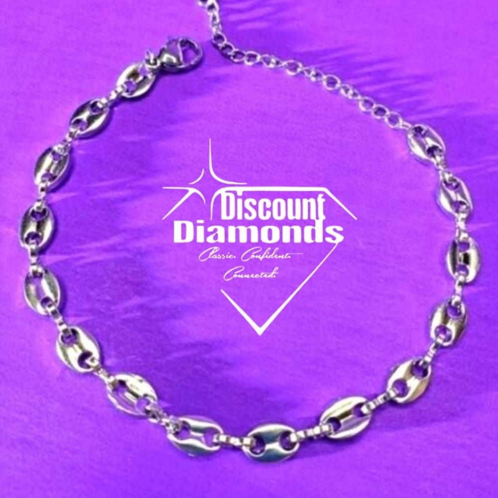 18K White Gold Titanium Coffee Bean Bracelet